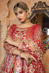 Pakistani Red Embroidered Organza Bridal Gown (3-Piece) - Image 4