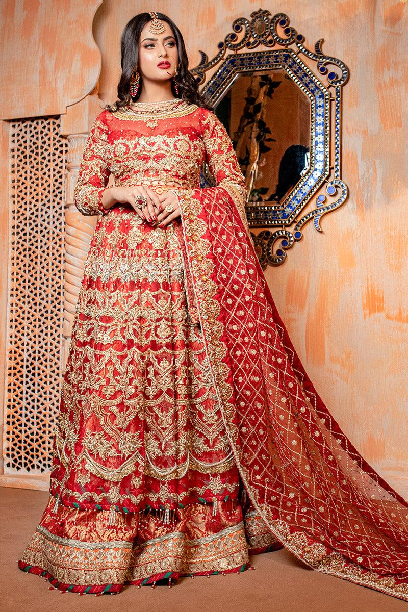 Red Ari Embroidered Organza Bridal Lehenga Choli (3-Piece) - Image 1