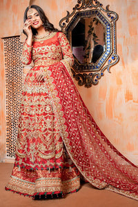 Red Ari Embroidered Organza Bridal Lehenga Choli (3-Piece) - Image 3