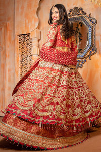Red Ari Embroidered Organza Bridal Lehenga Choli (3-Piece) - Image 5