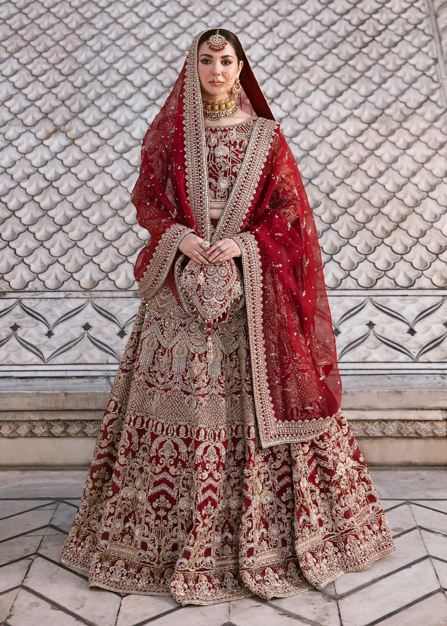 Red Hand-Embellished Organza Lehenga Choli (3-Piece) - Image 1