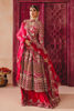 Red Embroidered Organza Peshwas with Silk Lehenga (3-Piece) - Image 2