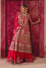 Red Embroidered Organza Peshwas with Silk Lehenga (3-Piece) - Image 3