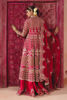 Red Embroidered Organza Peshwas with Silk Lehenga (3-Piece) - Image 4