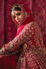 Red Embroidered Organza Peshwas with Silk Lehenga (3-Piece) - Image 5