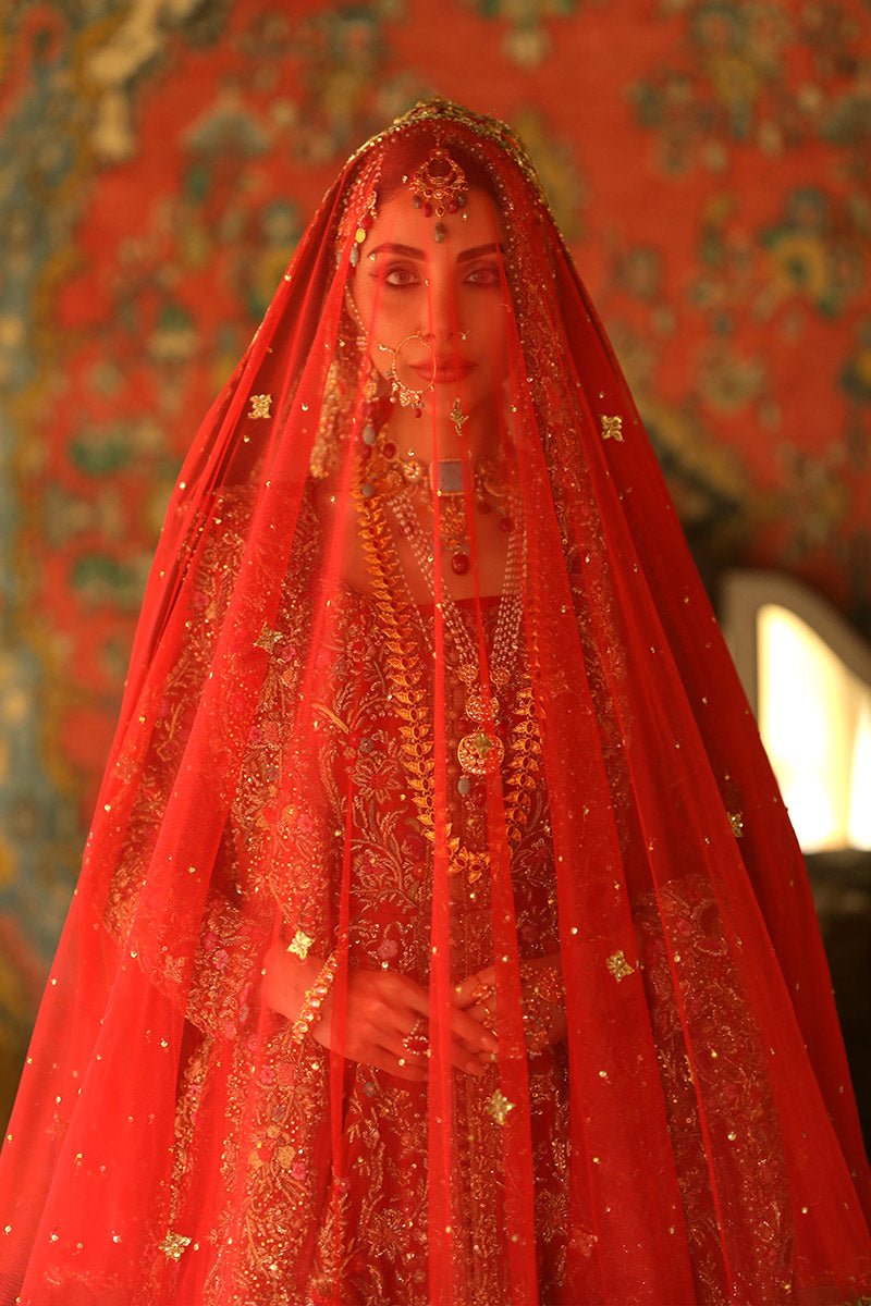 Red Zardozi Resham Silk Bridal Lehenga (3-Piece) - Image 12