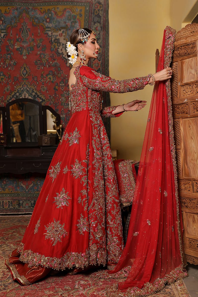 Red Zardozi Resham Silk Bridal Lehenga (3-Piece) - Image 16