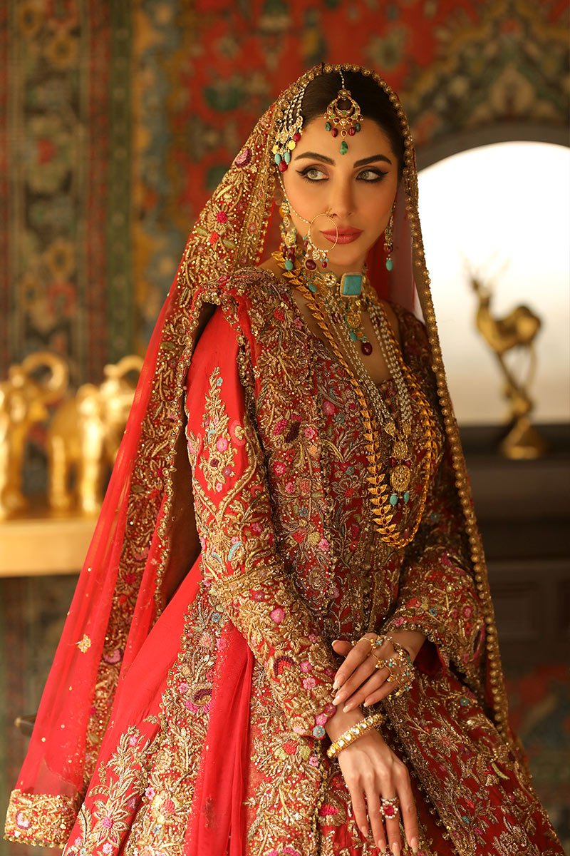 Red Zardozi Resham Silk Bridal Lehenga (3-Piece) - Image 3