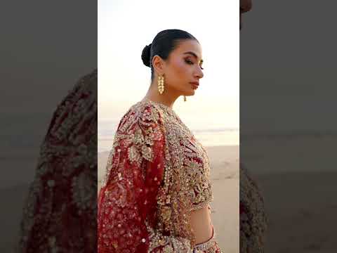 Pakistani Deep Red Embellished Raw Silk Bridal Lehenga Choli (3-Piece) - Image 3