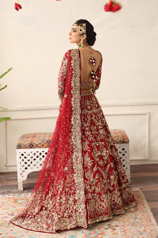 Pakistani Red Dabka Resham Raw Silk Bridal Lehenga Choli (3-Piece) - Image 3