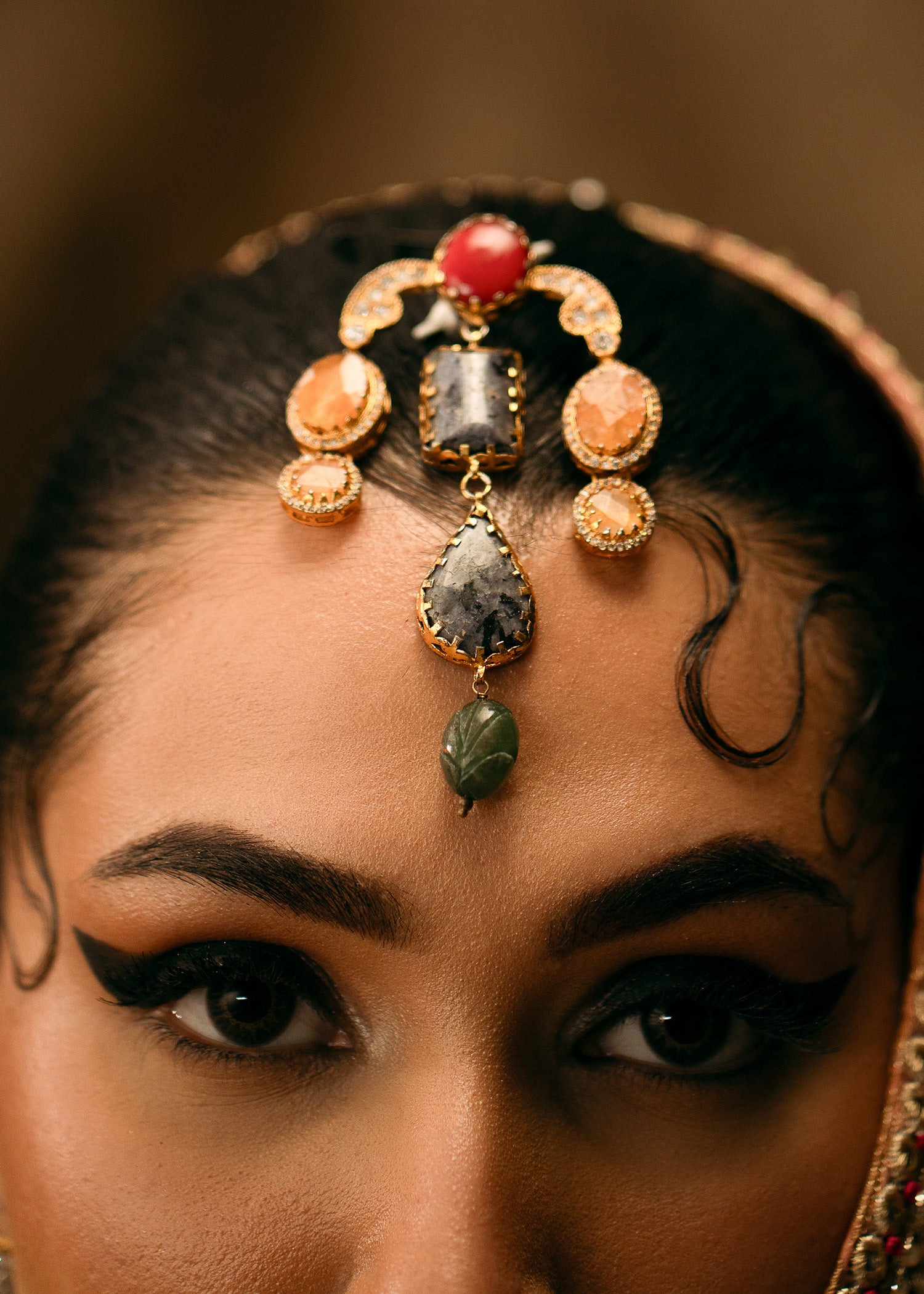 Ruby Red Embroidered Raw Silk Lehenga & Pishwas (3-Piece) - Image 6