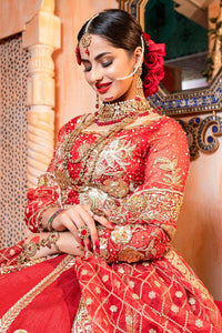 Red Embroidered Raw Silk Lehnga (3-Piece) - Image 4