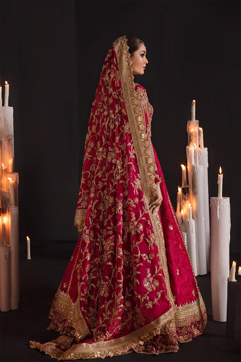Deep Red Embroidered Raw Silk Lehenga Choli (3-Piece) - Image 2