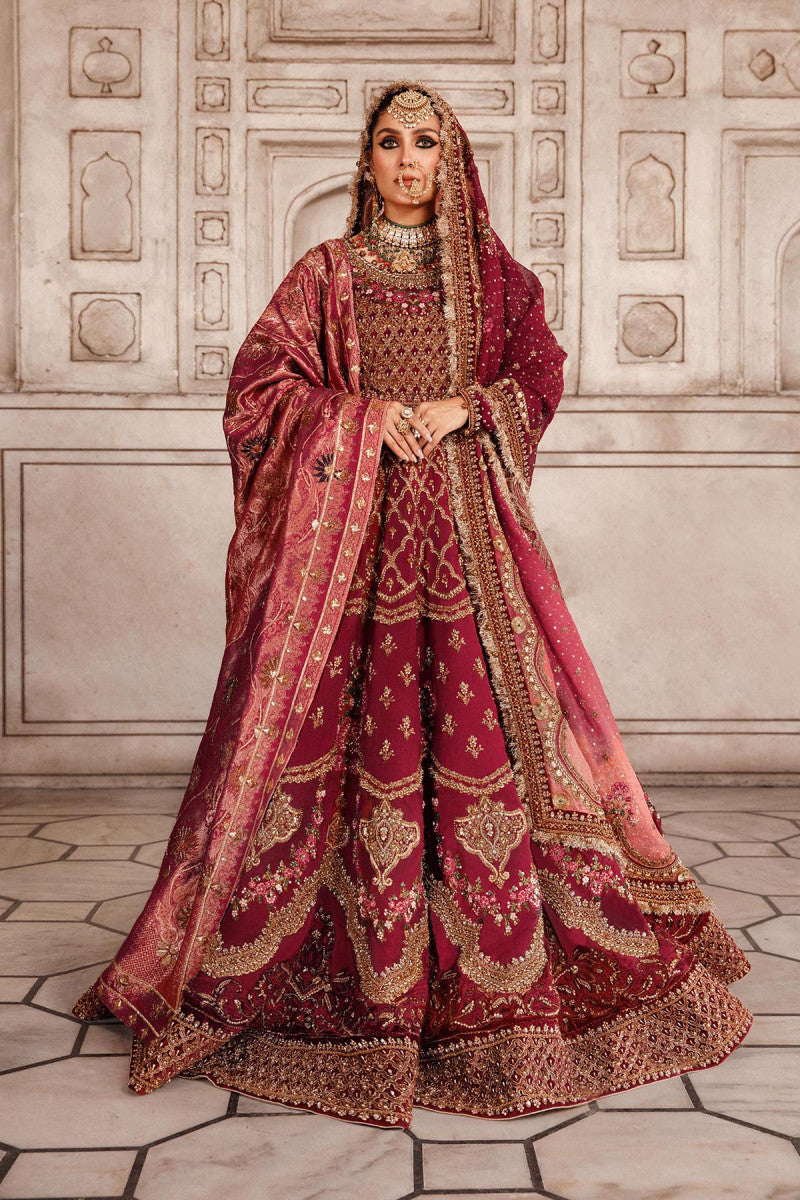 Anari Red Embroidered Pure Raw Silk Lehenga (3-Piece) - Image 1