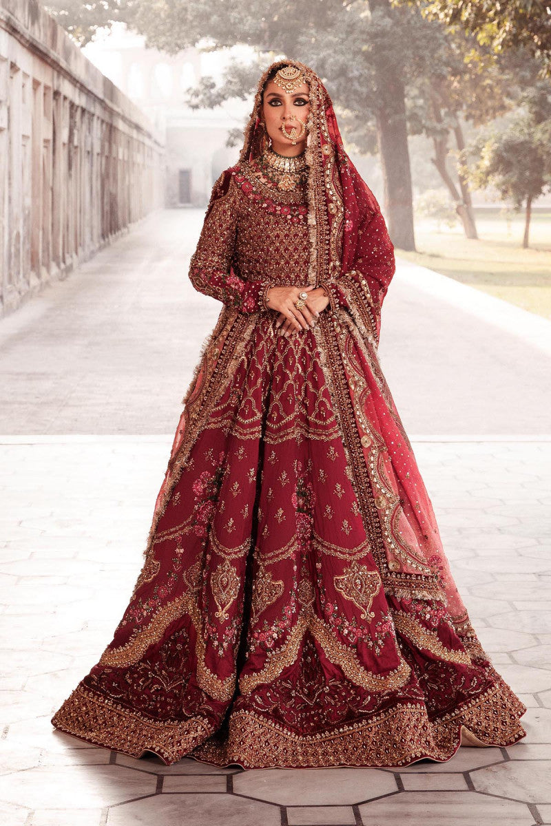 Anari Red Embroidered Pure Raw Silk Lehenga (3-Piece) - Image 3
