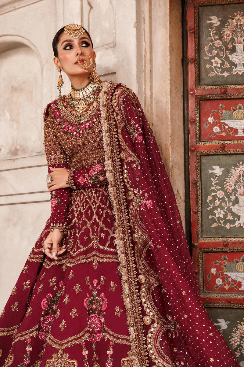 Anari Red Embroidered Pure Raw Silk Lehenga (3-Piece) - Image 4
