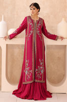 Pakistani Chilly Red Hand-Embellished Raw Silk Jacket Lehenga (2-Piece) - Image 2