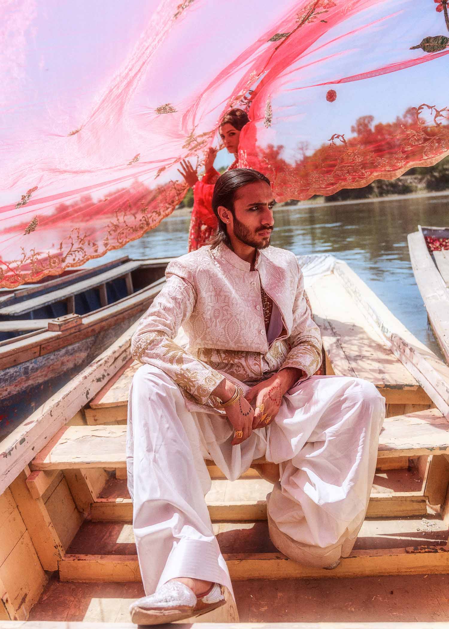 Ruby Red Embroidered Raw Silk Lehenga Choli (3-Piece) - Image 4