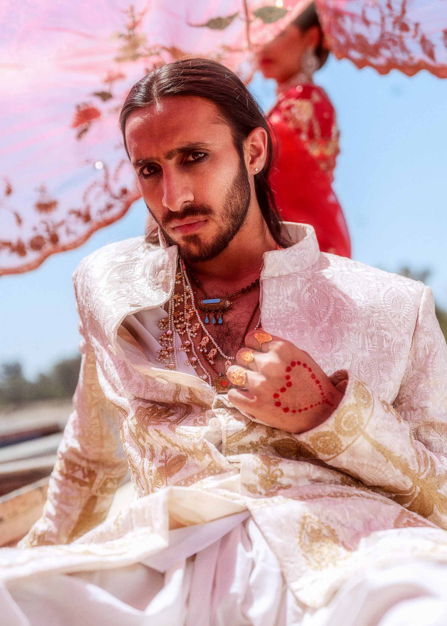 Ruby Red Embroidered Raw Silk Lehenga Choli (3-Piece) - Image 7