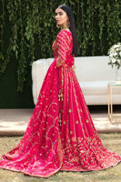 Pakistani Cherry Red Embroidered Raw Silk Lehenga (3-Piece) - Image 5