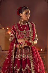 Deep Red Embroidered Raw Silk Lehenga Choli (3-Piece) - Image 4