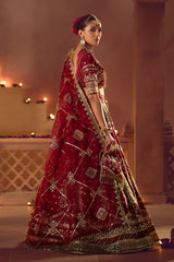 Deep Red Embroidered Raw Silk Lehenga Choli (3-Piece) - Image 5