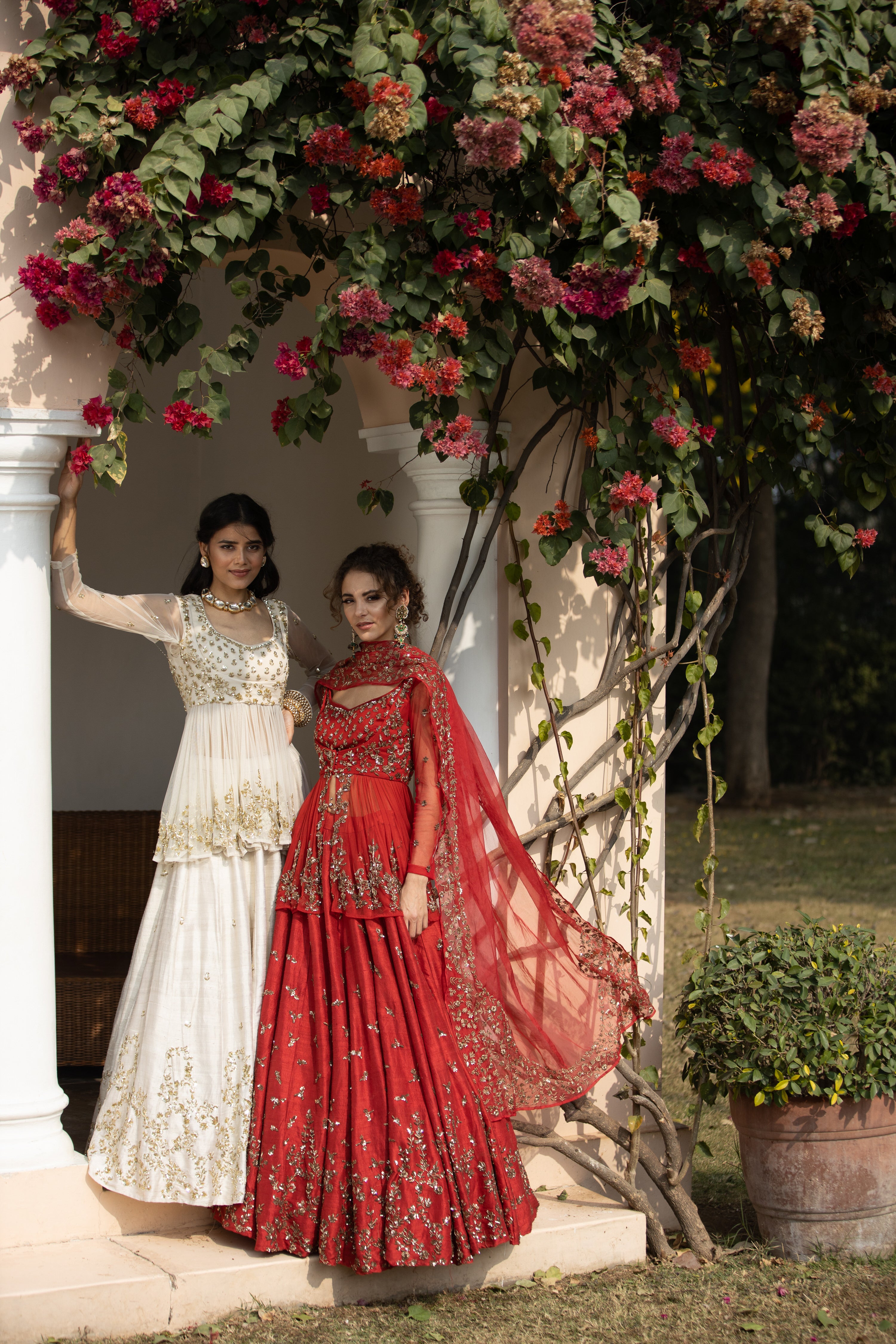 Red Sequin Raw Silk Lehenga Set (3-Piece) - Image 14