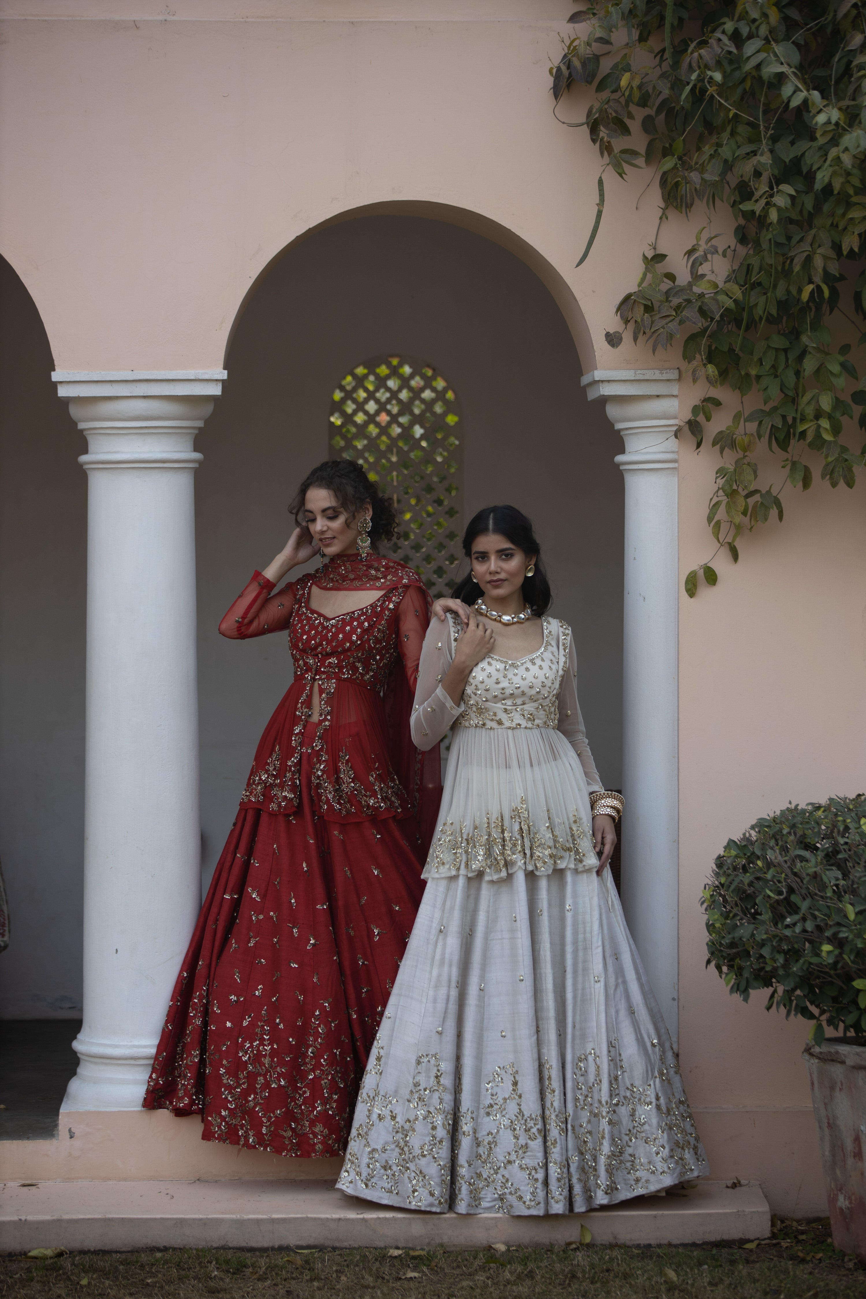 Red Sequin Raw Silk Lehenga Set (3-Piece) - Image 2