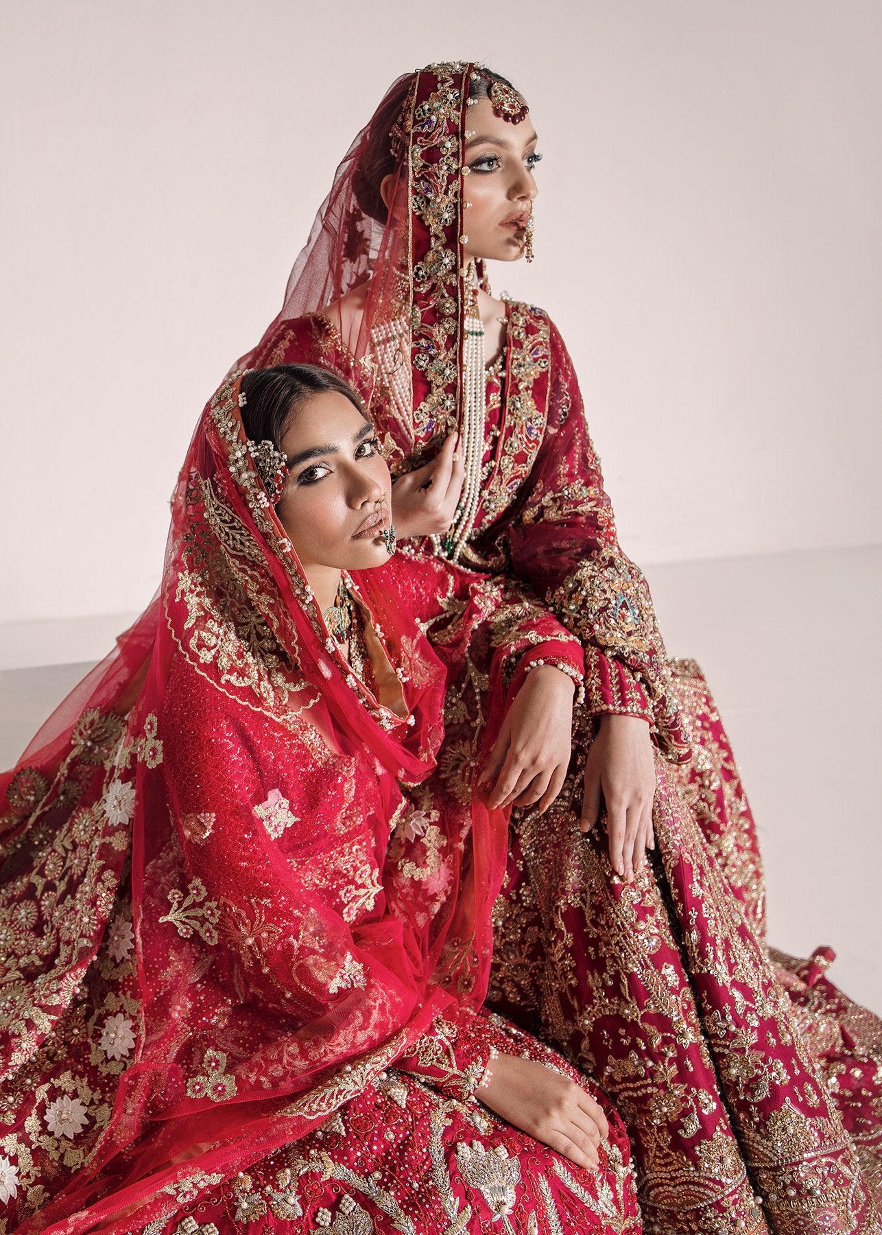 Pakistani Red Zardozi Raw Silk Bridal Lehenga (3-Piece) - Image 7