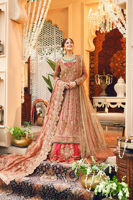 Red Zardozi Embroidered Chiffon & Raw Silk Lehenga (3-Piece) - Image 6