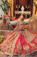Red Zardozi Embroidered Chiffon & Raw Silk Lehenga (3-Piece) - Image 7