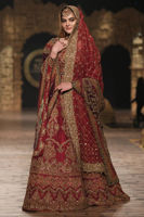 Red Zardozi Raw Silk Lehenga (3-Piece) - Image 2