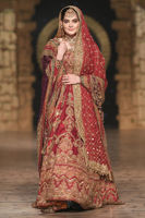 Red Zardozi Raw Silk Lehenga (3-Piece) - Image 4
