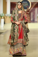 Red Embroidered Raw Silk Angarkha Lehenga (3-Piece) - Image 2