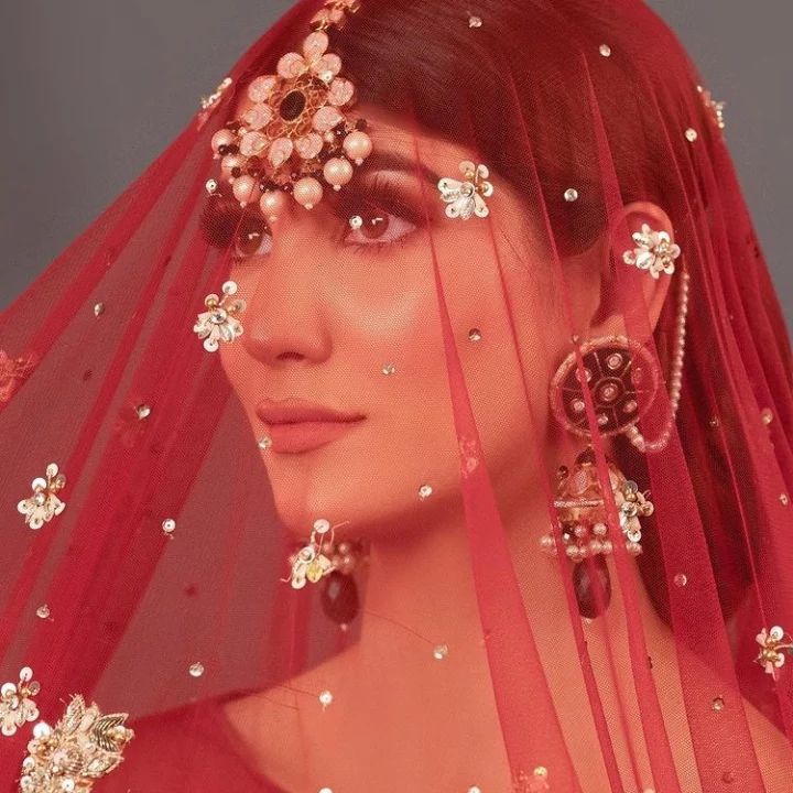 Pakistani Deep Red Embroidered Raw Silk Bridal Lehenga (3-Piece) - Image 3