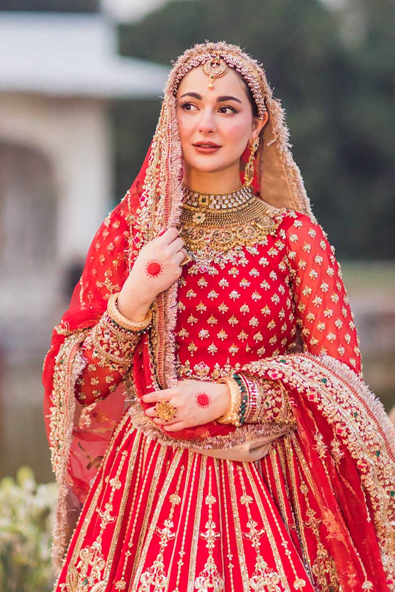 Red Embroidered Raw Silk Lehenga (3-Piece) - Image 6