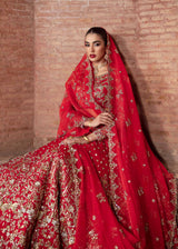 Red Embroidered Raw Silk Bridal Lehenga (3-Piece) - Image 11