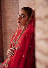 Red Embroidered Raw Silk Bridal Lehenga (3-Piece) - Image 12