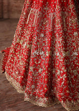 Red Embroidered Raw Silk Bridal Lehenga (3-Piece) - Image 7