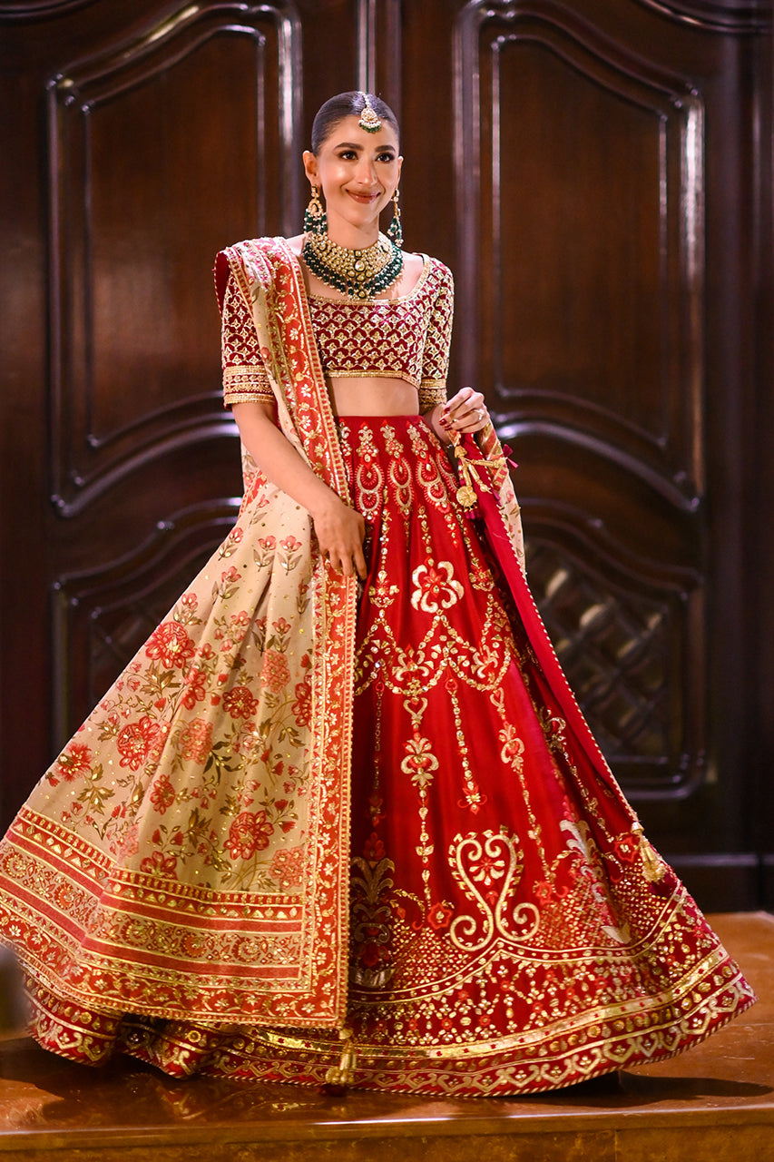 Scarlet Zardozi Raw Silk Lehenga Choli (3-Piece) - Image 10