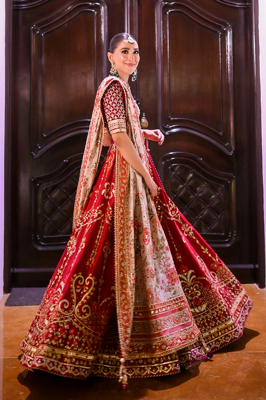 Scarlet Zardozi Raw Silk Lehenga Choli (3-Piece) - Image 11