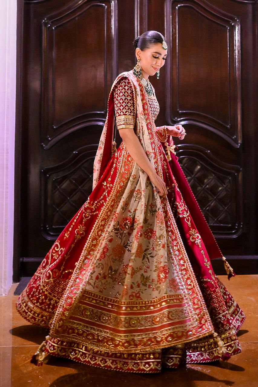 Scarlet Zardozi Raw Silk Lehenga Choli (3-Piece) - Image 13