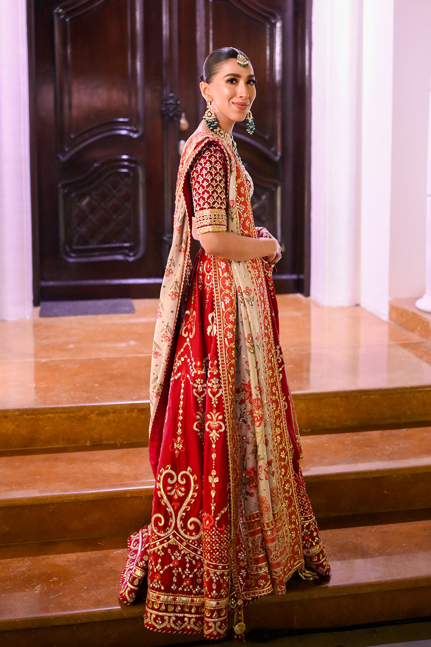 Scarlet Zardozi Raw Silk Lehenga Choli (3-Piece) - Image 4