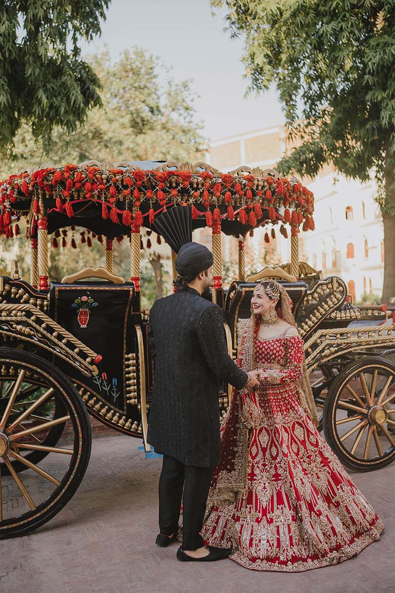 Pakistani Deep Red Zari Dabka Raw Silk Lehnga Choli (3-Piece) - Image 8