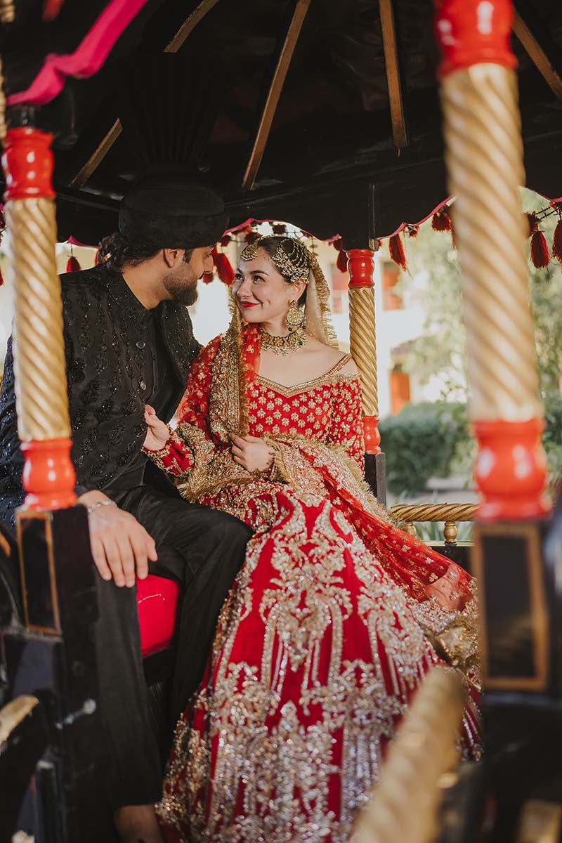 Pakistani Deep Red Embroidered Raw Silk Lehenga Choli (3-Piece) - Image 9