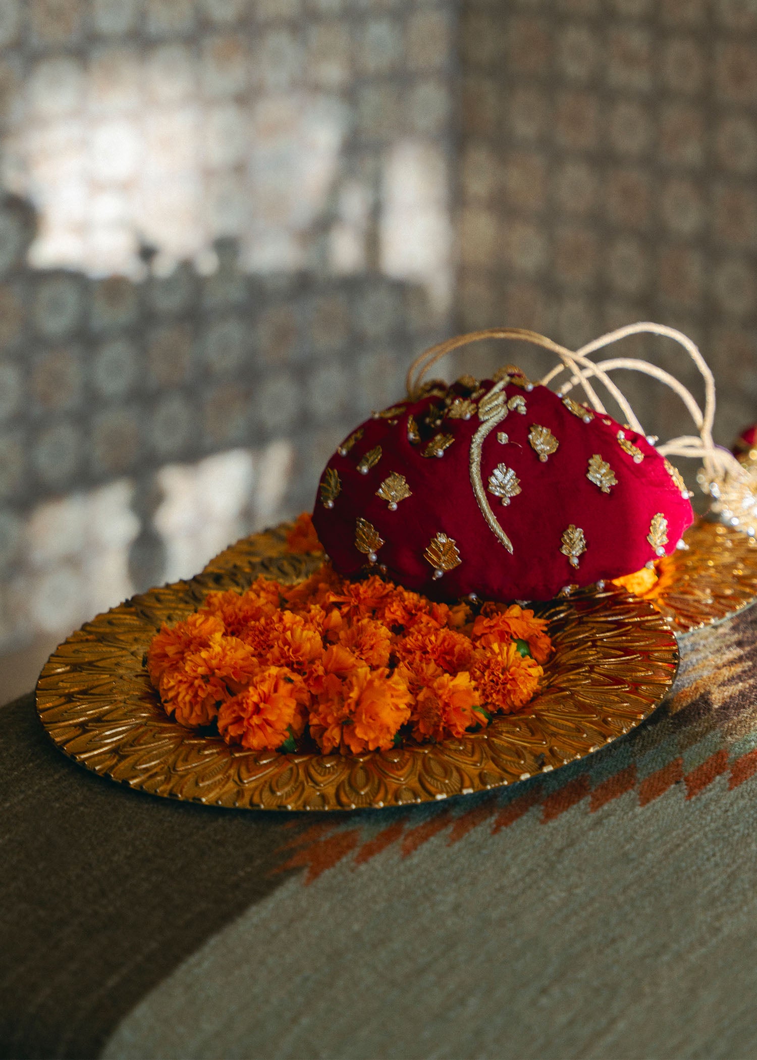 Red Embroidered Silk Bridal Lehenga (3-Piece) - Image 6