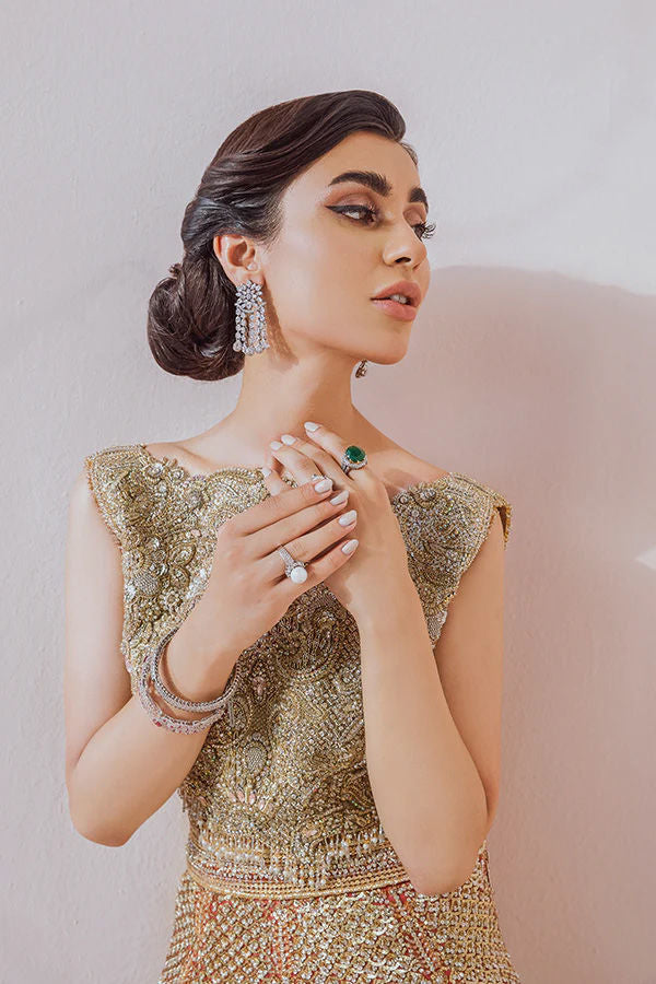 Pakistani Vermilion Red Zardozi Silk Blend Lehenga (3-Piece) - Image 7