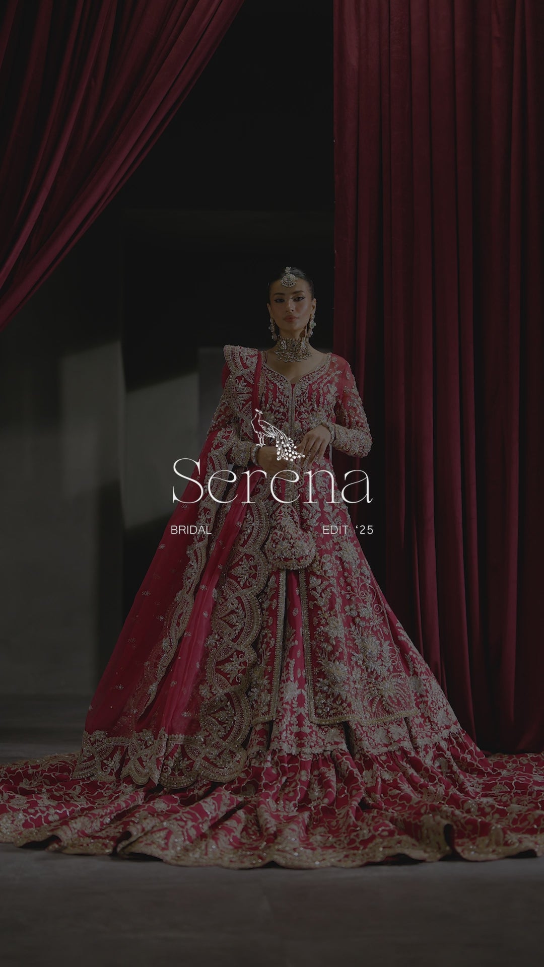 Pakistani Deep Crimson Zardozi Silk Bridal Lehenga (3-Piece) - Image 3