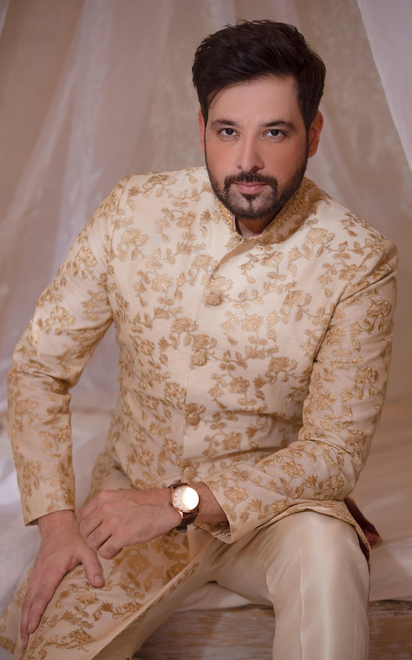 Pakistani Deep Red Gold Embroidered Silk-Blend Bridal Lehenga (3-Piece) - Image 7