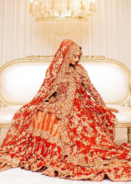Deep Red Zardozi Silk Bridal Lehenga (3-Piece) - Image 4